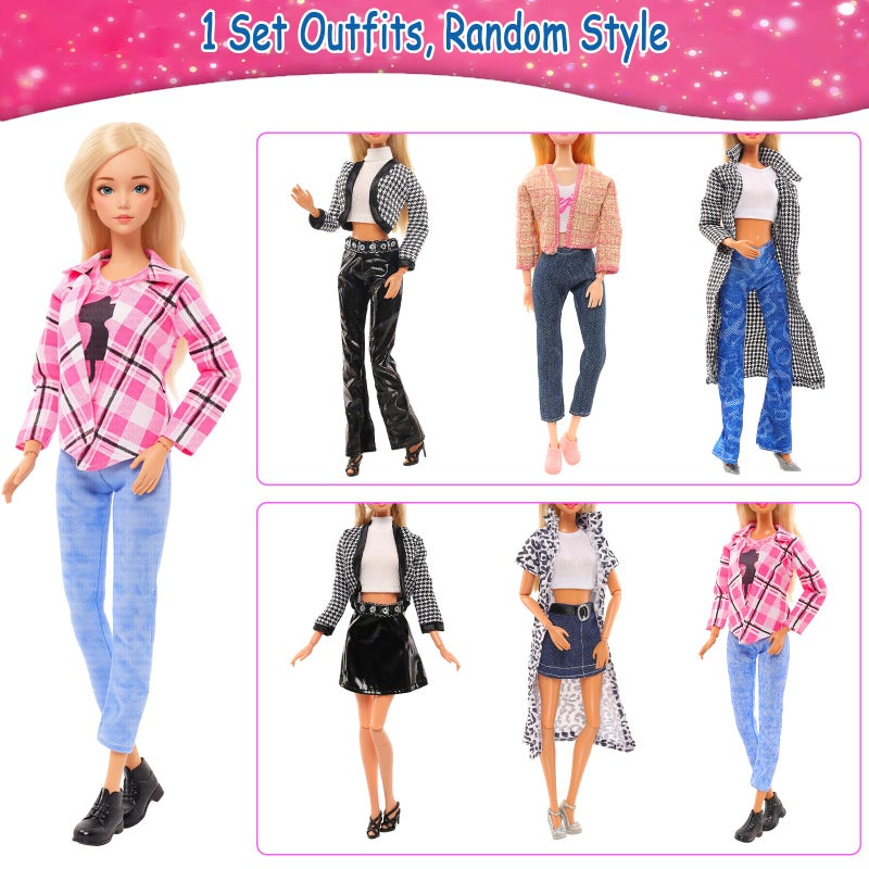 Barwa Lot 36 Items 3 Fashion Dresses 3 Casual Tops and Pants Outfits 6 Pcs Mini Dresses with 1 Bags 10 Shoes, 13 Accessories for 11.5 Inch Girl Doll Birthday Xmas - Image 3